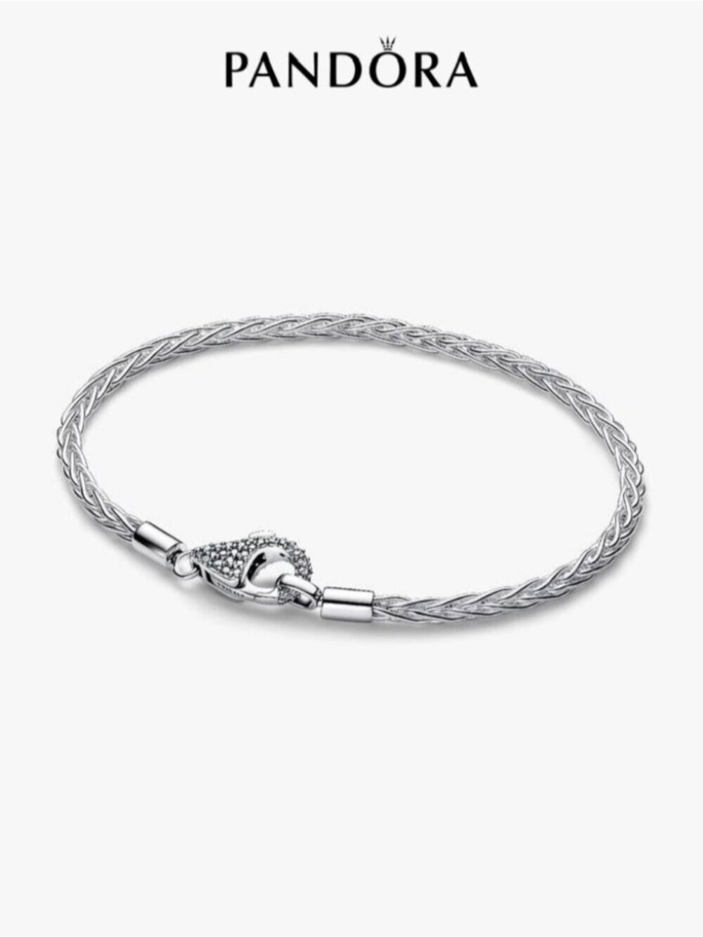 Pandora Pavé Clasp Foxtail Chain Charm Bracelet